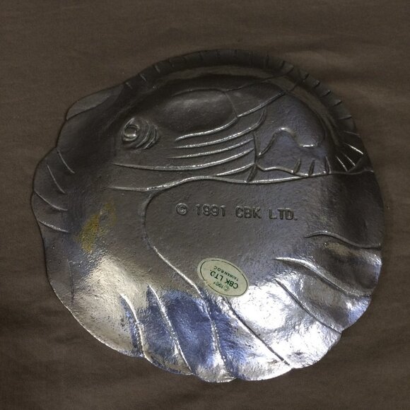 Vintage Metal Trinket Plate 3D Elephant Carved 1991 Made in Taiwan CBK - Picture 3 of 4